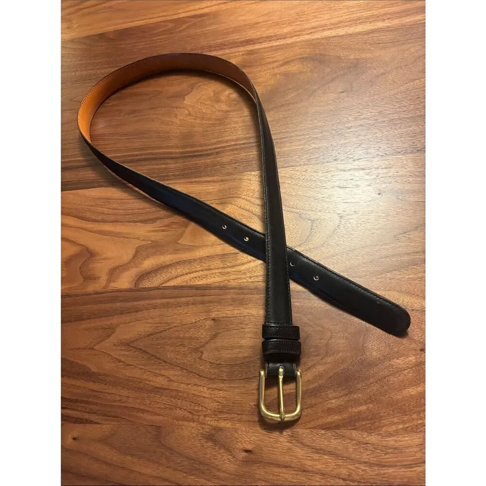 Coach Black Leather Belt with Brass Buckle - 36
